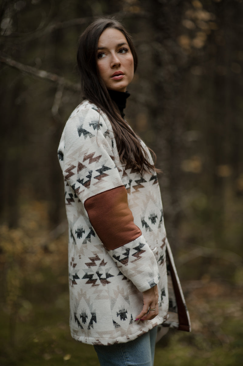 Cardigan motif géométrique