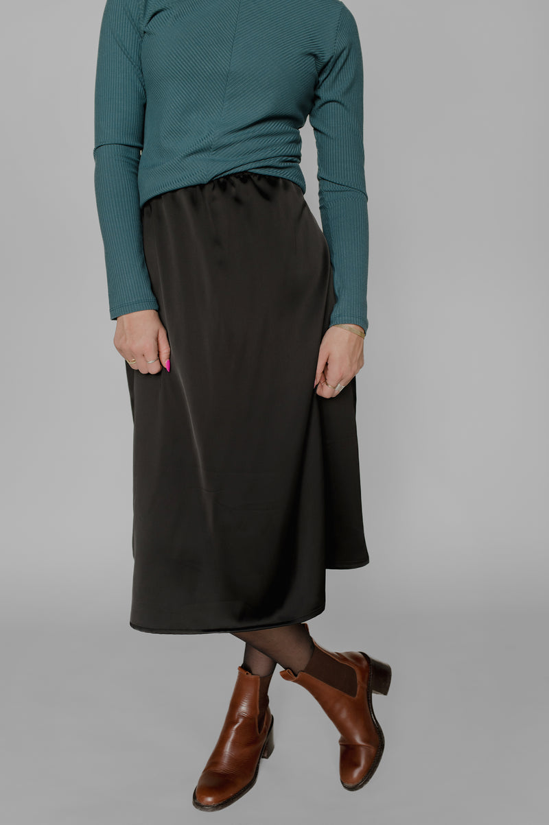 Satin midi skirt