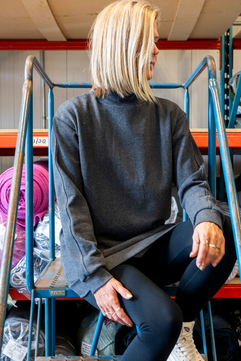 Boxy terry high neck