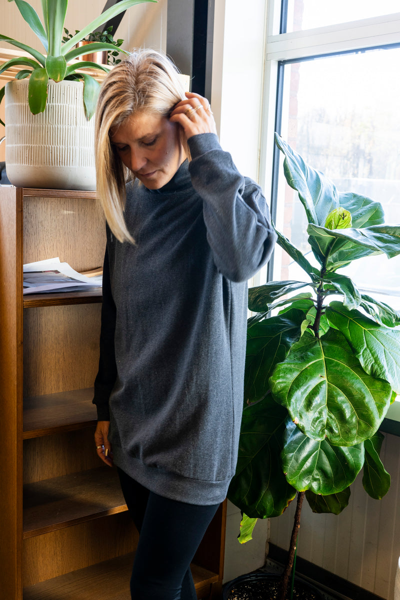 Boxy terry high neck