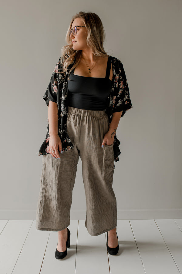 Cargo crinkle cotton pants