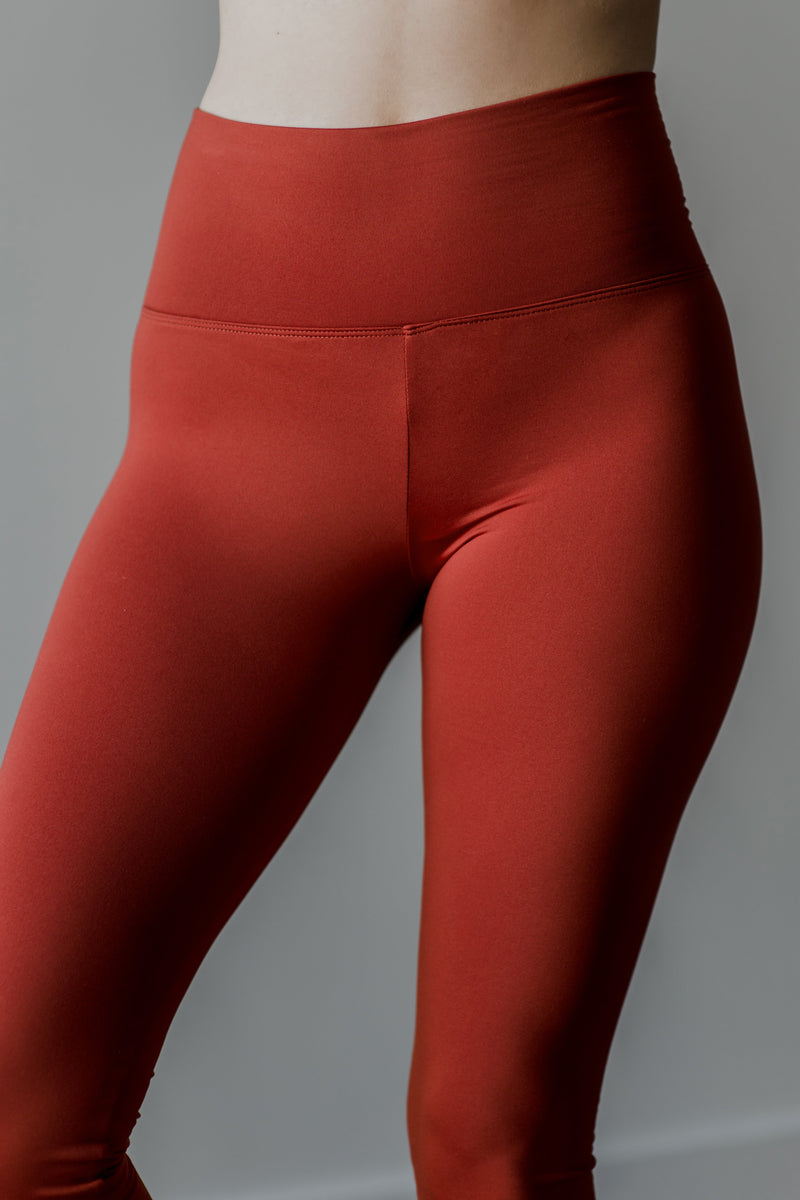 Women's Red Leggings, High-waisted Leggings