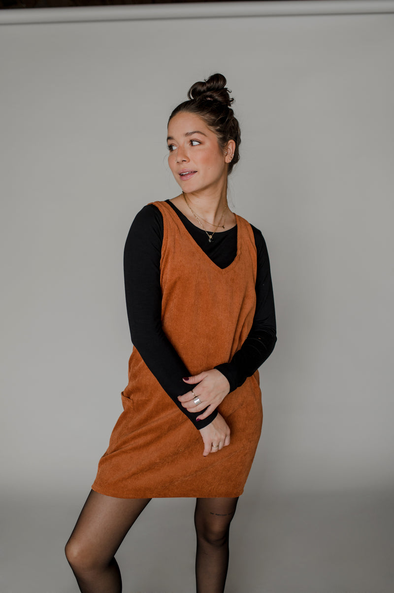 Robe chasuble - Velours côtelé