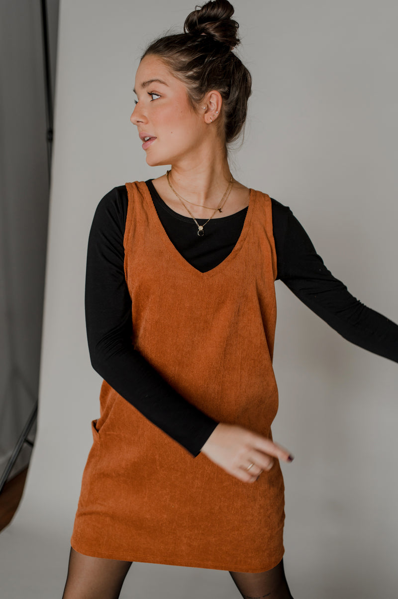Robe chasuble - Velours côtelé